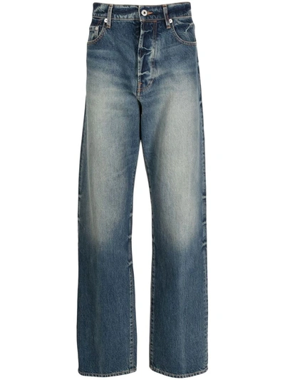 Kenzo Straight-cut Asagao Jeans In Grey