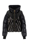 Khrisjoy Black Sequins And Nylon Puff Glossy Down Jacket In Black