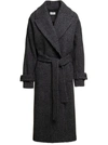 P.a.r.o.s.h Check Pattern Long Coat In Grey
