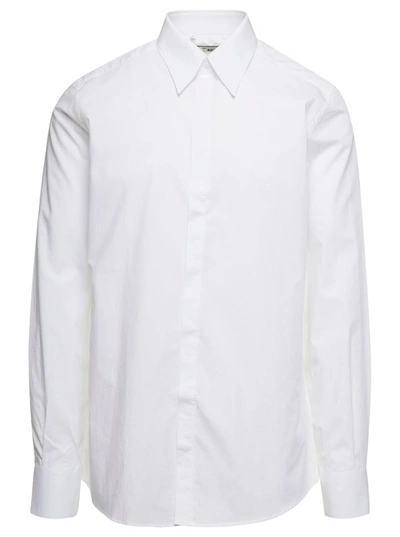 Dolce & Gabbana Pleated Bib Shirt In White