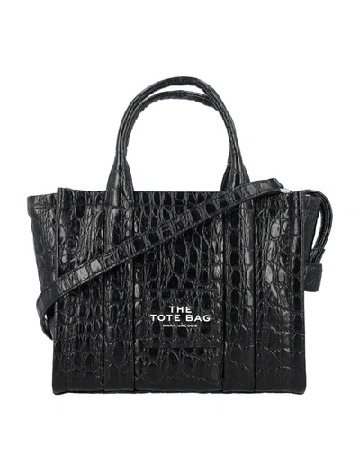 Marc Jacobs The Croc-embossed Small Tote Bag In Black