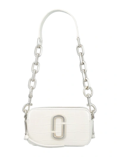 Marc Jacobs The Croc-embossed Snapshot In Cotton White