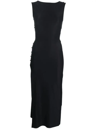 Marcia Boutons Swarovski-crystals Midi Dress In Black Swarovski Crystals