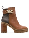 Michael Michael Kors 110mm Monogram Ankle Boots In Brown