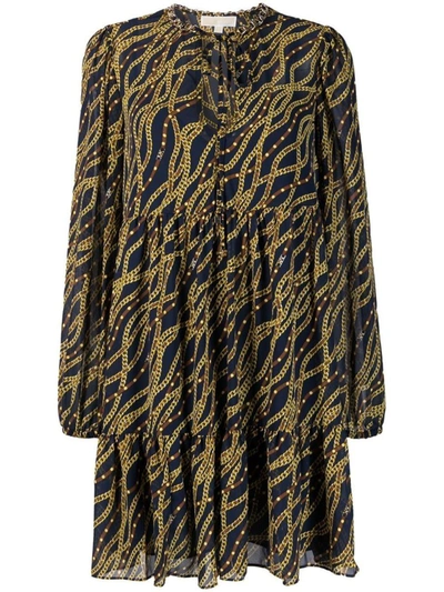 Michael Michael Kors Printed Midi Dress In Blue