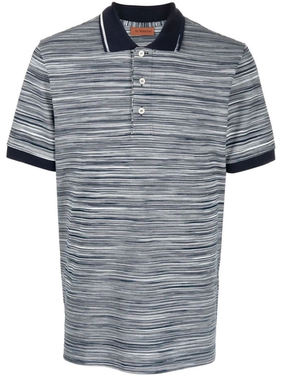 Missoni Tie-dye Print Cotton Polo Shirt In Azul