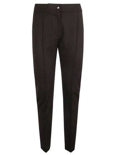 Moncler Elastic Waist Cropped Plain Trousers In Black