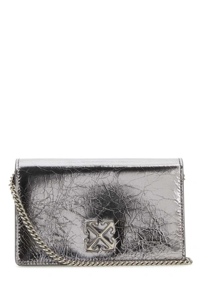 Off-white Jitney 0.5 Leather Clutch Bag In Metallic
