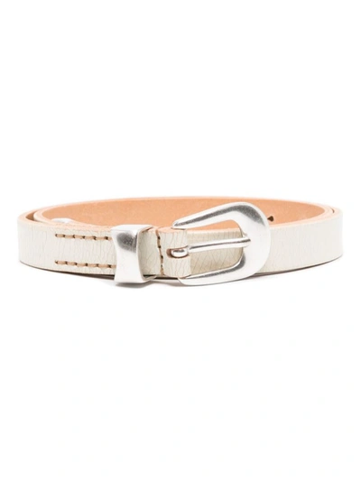 Our Legacy Cracked Leather Belt In White