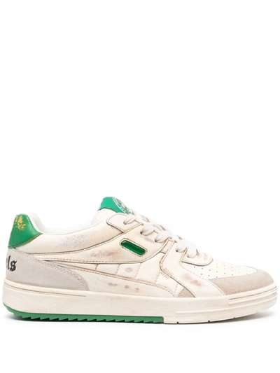 Palm Angels Vintage University Sneakers In Beige,green