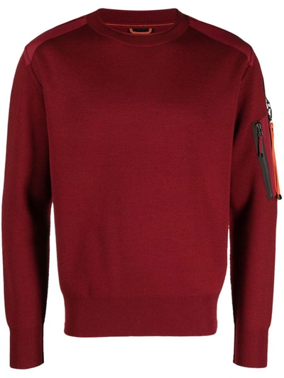 Parajumpers Zip-pocket Fine-ribbed Jumper In Red