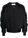 Random Identities Bomber With Ruffled Sleeve Clothing In Black