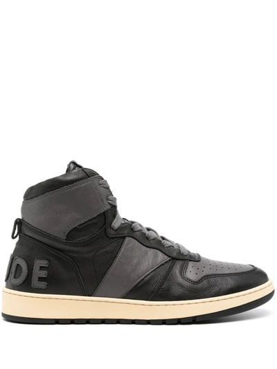 Rhude Rhecess High-top Leather Sneakers In Black