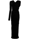Saint Laurent One-shoulder Draped Maxi Dress In Black