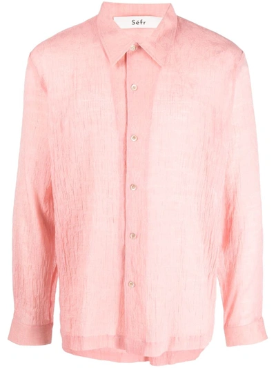 Séfr Textured Cotton-blend Shirt In Light Cupid