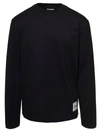 JIL SANDER SET OF THREE BLACK LONG SLEEVE T-SHIRTS WITH LOGO PATCH IN COTTON MAN