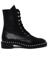 Stuart Weitzman Allie Laced Pearl Decorative Boots In Black