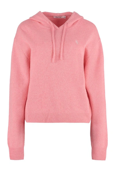 Sporty And Rich Sporty & Rich Logo Embroidered Knitted Hoodie In Pink