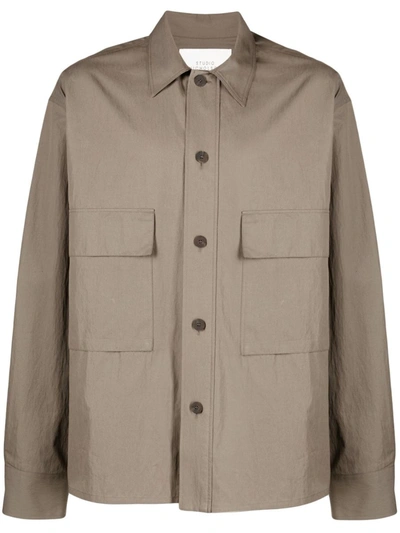 Studio Nicholson Long-sleeve Shirt Jacket In Brown