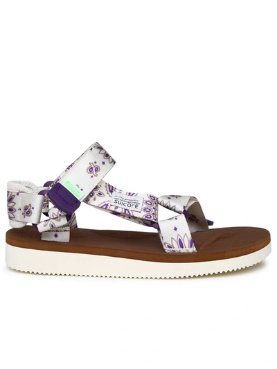Suicoke Floral Pattern Platform Sandals In White