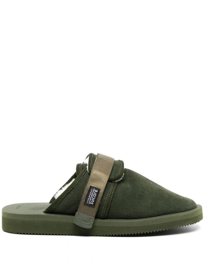 Suicoke Zavo Suede Sandals In Green