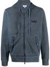 Woolrich Logo Embroidered Zipped Drawstring Hoodie In Blue