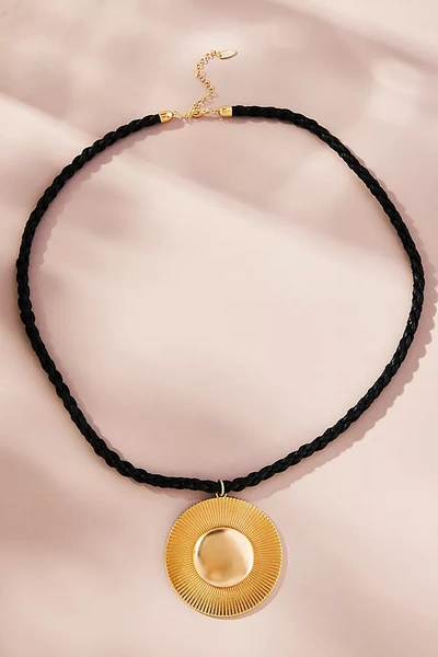 By Anthropologie The Restored Vintage Collection: Large Round Pendant Necklace In Gold