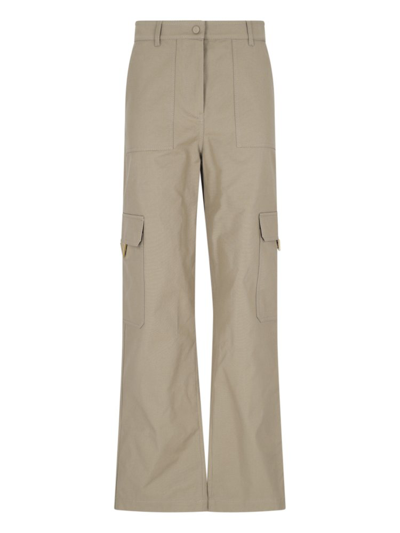 Valentino High Waist Wide Leg Trousers In Brown