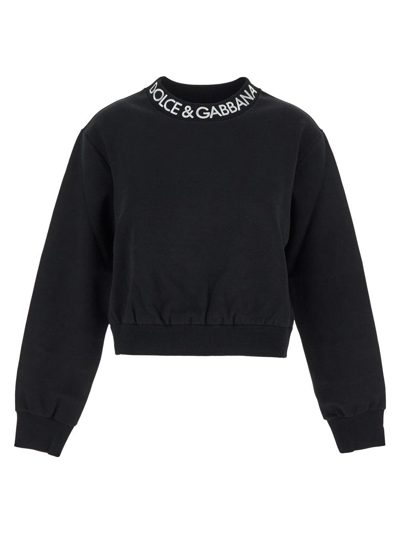 Dolce & Gabbana Logo-print Cotton-blend Sweatshirt In Black  