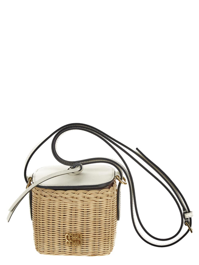 Miu Miu Mini Basket Bag In Beige