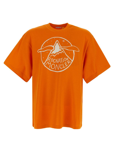 Moncler X Roc Nation By Jay-z Logo T-shirt In Orange