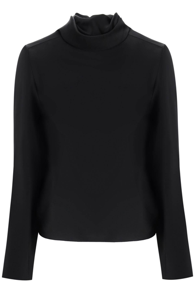 Saint Laurent Blouse With Back Shawl Neck In Black