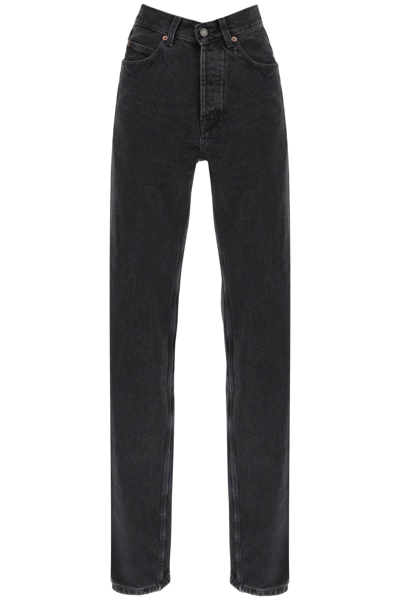 Saint Laurent Long Straight-leg Denim Jeans In Plain Carbon Black