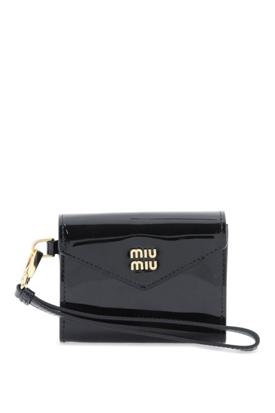 Miu Miu Patent Leather Cardholder In Black