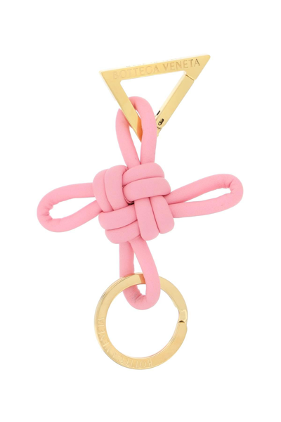 Bottega Veneta Triangle Leather Key Ring In Pink