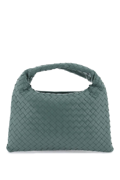 Bottega Veneta Small Hop Shoulder Bag In Intrecciato Leather In Green