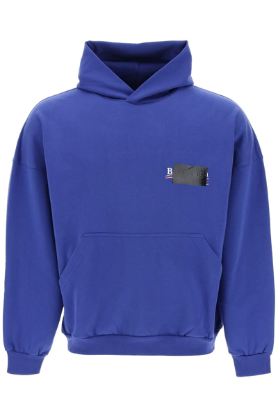 Balenciaga Gaffer Maxi Hoodie In Blue