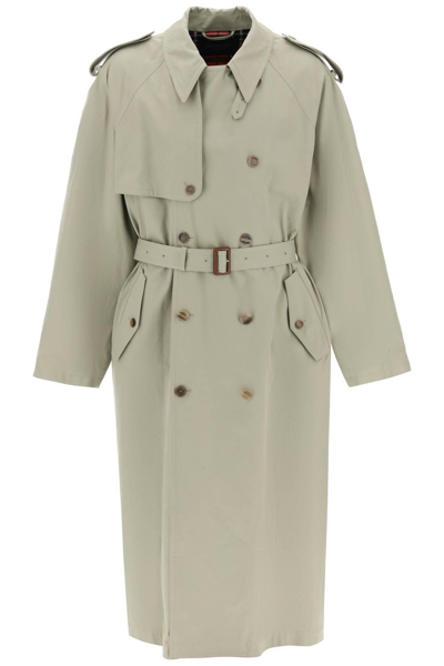 Balenciaga Lond Double-breasted Trench Coat In Green