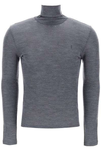 Saint Laurent Cassandre Turtleneck In Grey