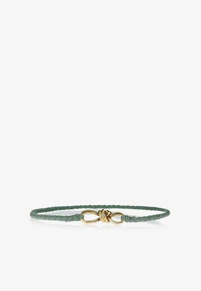 Bottega Veneta Green Andiamo Belt In Aloe