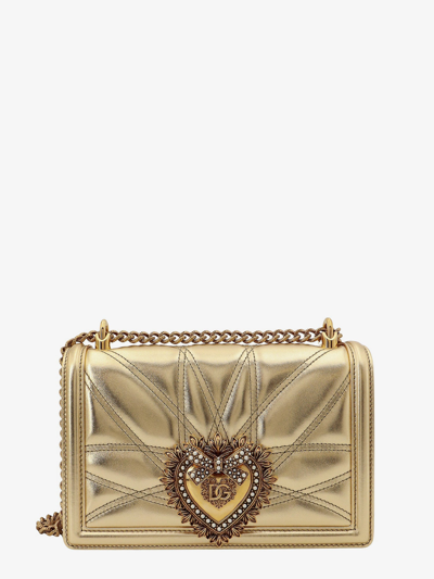 Dolce & Gabbana Medium Devotion Bag In Nappa Leather In Gold
