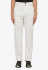 Balmain Logo-embroidered Straight-leg Jeans In White