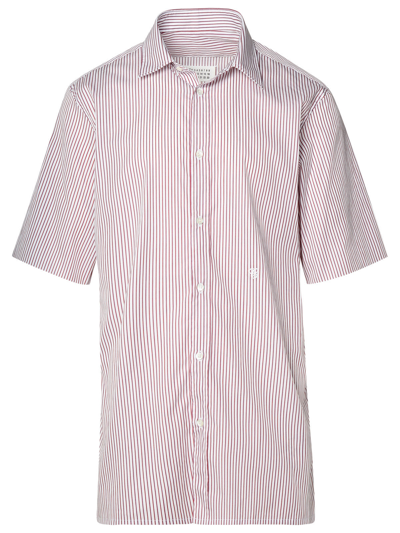 Maison Margiela Man Two-tone Cotton Shirt In Pink