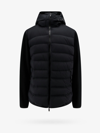 Moncler Quilted Down Jacket With Knitted Sleeves In Black