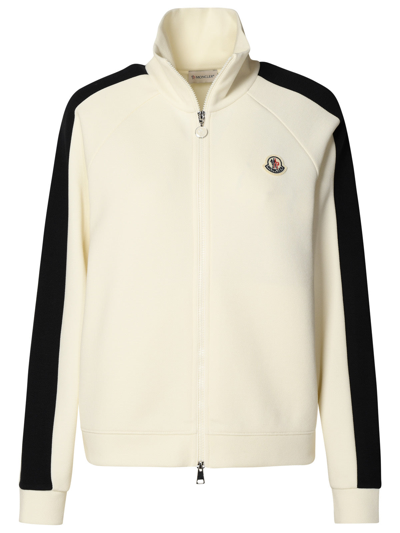 Moncler Ivory Cotton Blend Sweatshirt In Cream