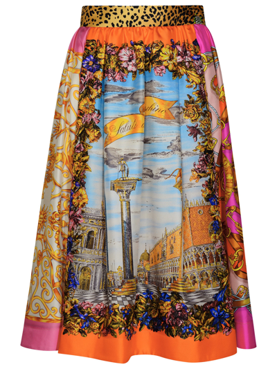 Moschino Multicolor Silk Skirt In Multicolour