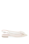 Roger Vivier 5mm Gommettine Monogram Mesh Slingbacks In White