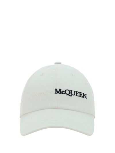 Alexander Mcqueen Logo Embroidered Baseball Cap In White/black