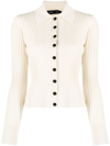 Proenza Schouler Ribbed-knit Slim-cut Cardigan In White