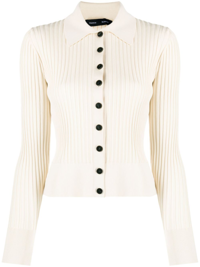 Proenza Schouler Ribbed-knit Slim-cut Cardigan In White